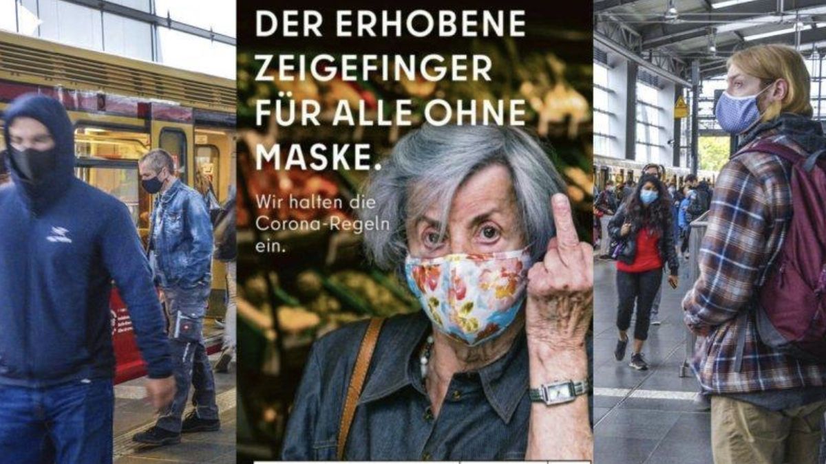 Berlín zastavil kampaň se zdviženým prostředníčkem pro odpírače roušek